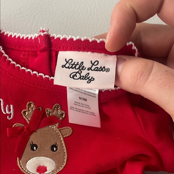 Red and White Christmas Baby Outfit 0-3month cute little Christmas dress - Picture 4 of 5